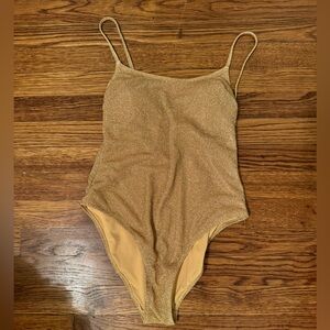 Gold glitter one piece bathing suit